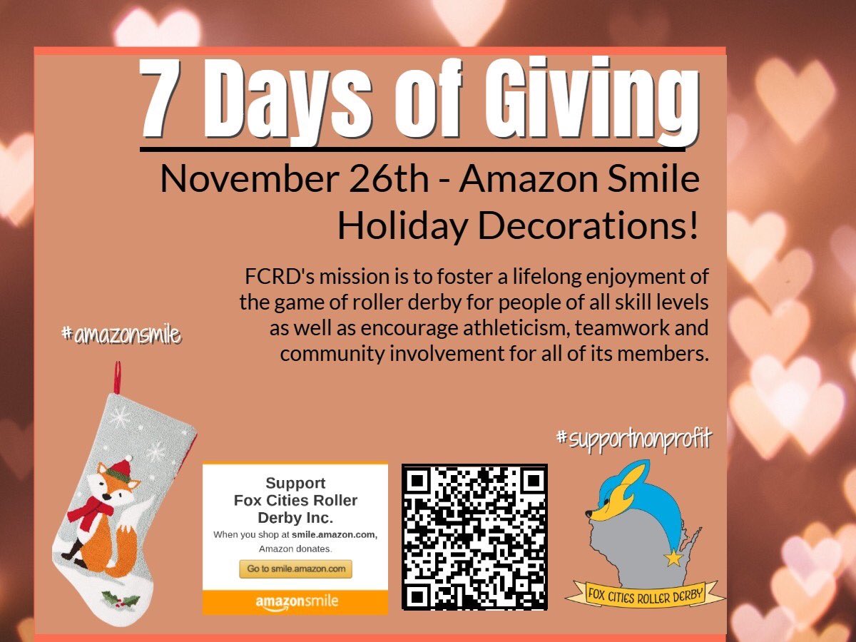 Happy Thanksgiving!
Make sure to use Fox Cities Roller Derby as your choice 501c3 on Amazon Smile