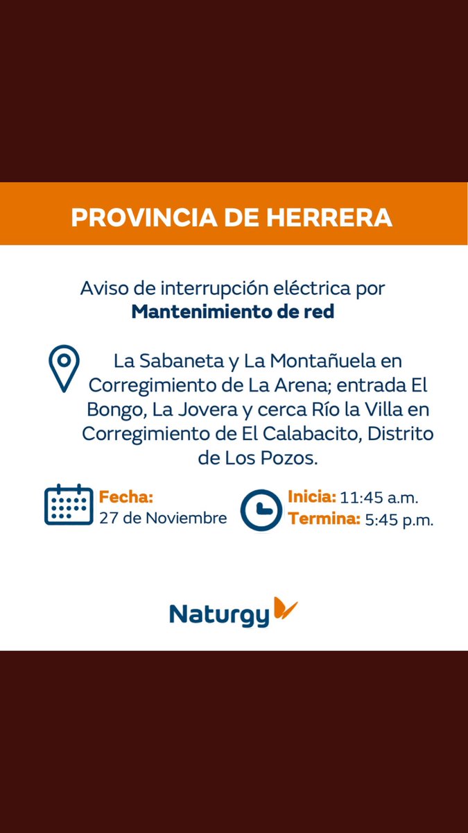 vkam28's tweet photo. @NaturgyPa @AsepPanama Yo entiendo que el mantenimiento es importante pero quien salva a los negocios cuando @NaturgyPa se tomará dos días aparte de que hoy hay 12 horas sin luz en reparaciones y que con las pérdidas de los negocios en medio de una pandemia https://t.co/jTaf8nspbU
