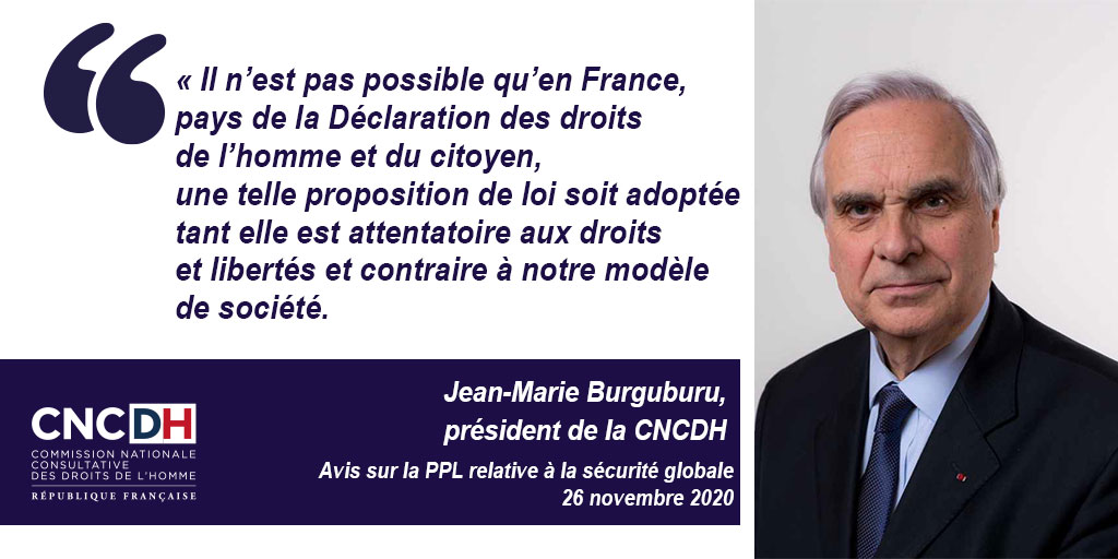 Dans son avis sur la #PPLSecuriteGlobale, la #CNCDH alerte sur un texte qui porte atteinte à de nbx #droitshumains et redessine de manière préoccupante les contours d'une nouvelle donne sécuritaire sans consultation préalable. 
 
#SecuriteGlobale #Sécurite #Terrorisme #Libertés