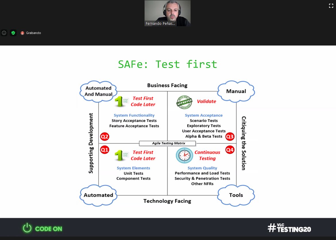 yol_ta's tweet image. #vlctesting20 &quot;EQUIPOS CROSS DE TESTING DENTRO DEL MUNDO AGILE&quot;. Cuadrantes Test First Safe con Fernando Peñasco. #CODEON