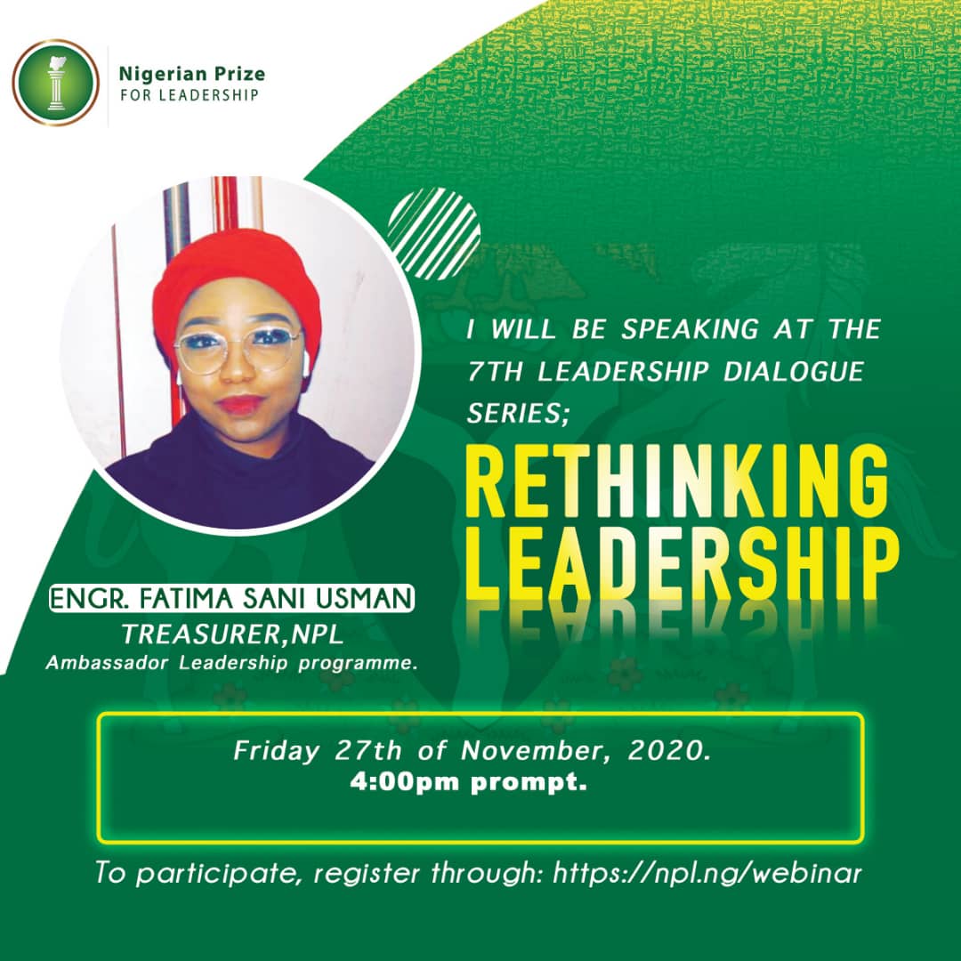 Together we can build Nigeria #RethinkingLeadership and Raising a Credible Successor Generation.
#NLDS
#NigerianPrizeForLeadership
<a href="/intintl/">Institute For National Transformation Intl.</a> <a href="/NigerianNavy/">Nigerian Navy</a> <a href="/FinMinNigeria/">Federal Ministry of Finance</a> @FMICNigeria <a href="/NOA_Nigeria/">National Orientation Agency, Nigeria</a> <a href="/NTANewsNow/">NTANetwork</a> @FMoCDENigeria <a href="/NigEducation/">Federal Ministry of Education</a> <a href="/FMWA_ng/">Federal Ministry of Women Affairs Nigeria</a> <a href="/Xhallum/">Abraham Solomon</a> <a href="/Fatimask1/">Fatima SK Usman</a> @Psings_rocks