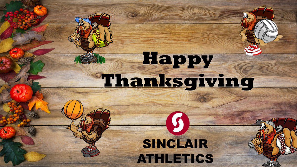 SinclairATH's tweet photo. Happy Thanksgiving from Sinclair Athletics 

#SinclairNation 
#RollPride https://t.co/n3hYeb9zDJ