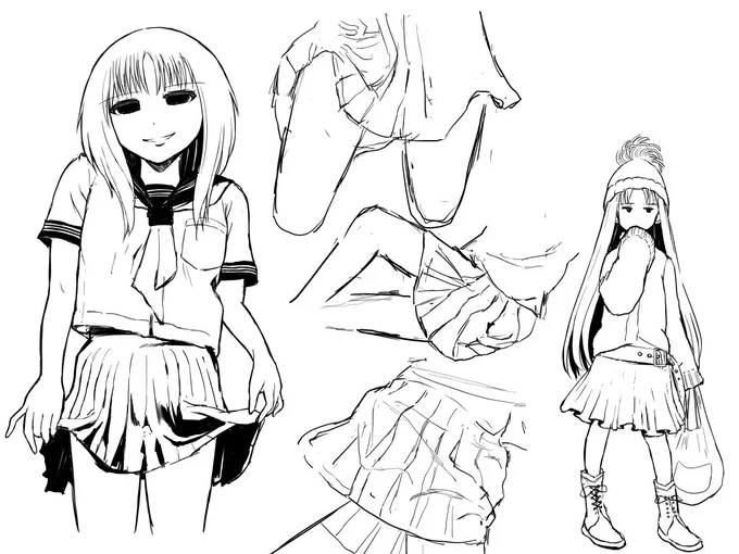 スカートれんしゅう #イラスト 