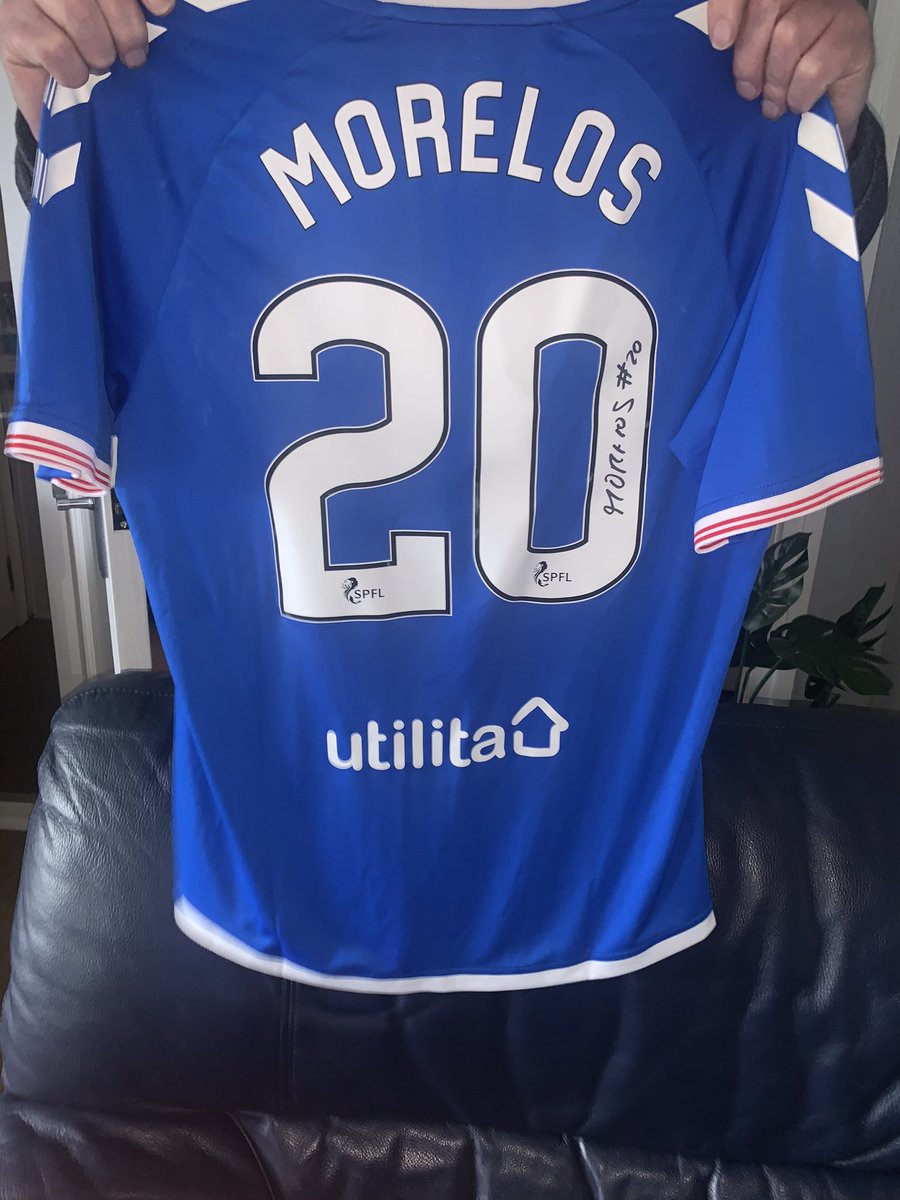 AlanC_44's tweet photo. Auctioning Alfred Morelos signed strip Proceeds going to our Holiday in Florida for Disabled Adults in September 2021 Auction closes 6pm Friday 27th November                  Rangers record breaking European goal scorer I already have a £100 private bid Donated by a good friend https://t.co/JuVoiRWUOM