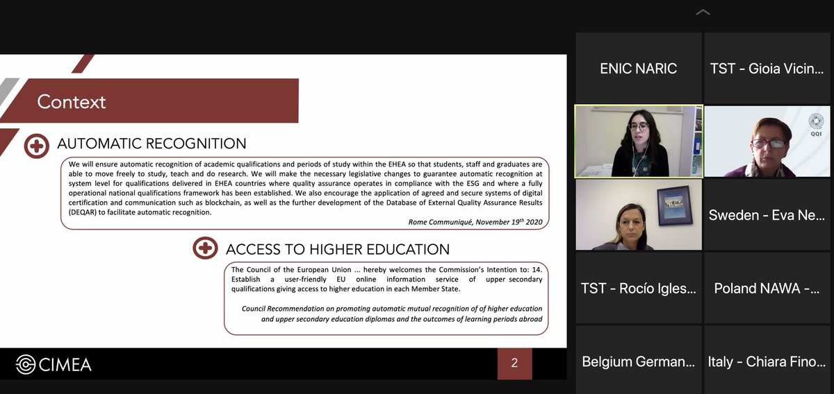 CIMEA_Naric's tweet image. During the 5th Webinar of the @ENIC_NARIC networks to promote #automaticrecognition of secondary school leaving qualifications we presented the Q-ENTRY database, developed with @EUErasmusPlus 

👉You can freely access the database at the following link: q-entry.eu