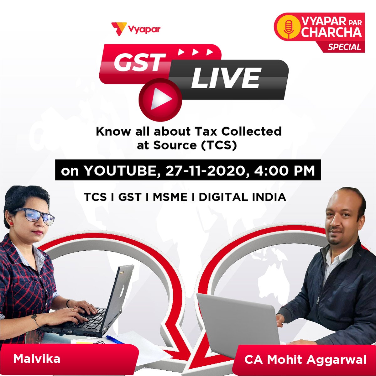 VyaparApp's tweet image. Join us live and get all your answers about TCS (tax collected at source)
.
.
Only on youtube - @simplyvyaparappspvtltd
.
.
#tcs
#taxcollectedatsource #gst #vyaparparcharcha #vyaparapp #live #trendingtopic #fridaylive #youtubelive #gstlive