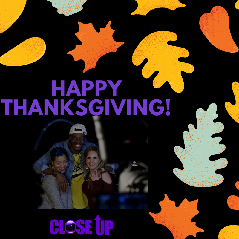 closeuptv_'s tweet photo. Happy Thanksgiving from the Close Up Crew! 🦃💜✨✨✨ https://t.co/sxG2pW8Uk9