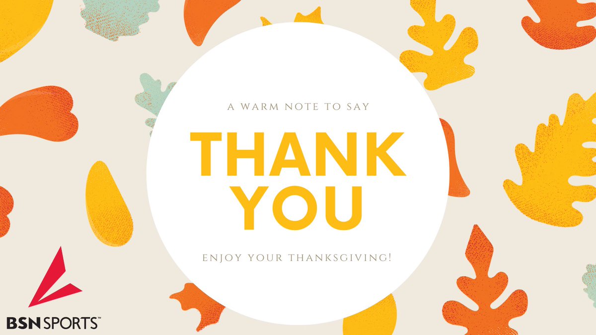 HAPPY THANKSGIVING from our BSN SPORTS family to you and yours!! 🍃🦃🍁
•
This year has sent us a lot of curveballs, but we have so much to be thankful for! 
•
#BSNSPORTS #TheHeartOfTheGame #thanksgiving