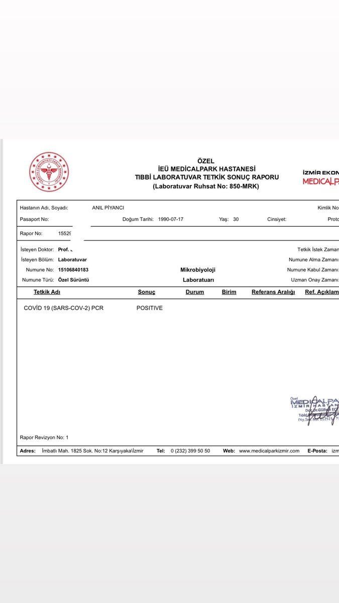 Covid testim POZİTİF çıktı.
Her hafta tedbir amaçlı yaptırıyordum bu sefer gerçekten kapmışım.
Evdeyim ilaçlara başladım durumum gayet iyi merak etmeyin ağır atlatacağımı düşünmüyorum💪
Ama vaka sayılar ortada olayın ciddiyetini kavrayın ve kendinize extra dikkat edin 🙏✌️ https://t.co/ulgffmGvAX