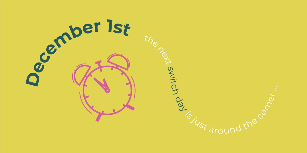 Have you switched your bank yet? Do it in time for the next Switch Day, December 1st!
If not, don't panic, we do a Switch Day every couple of months, so you can take part next time. But why not take part this time? ;-)
Visit https://t.co/Lpf8s48Z5y and make the switch https://t.co/4vPuRt4iCJ