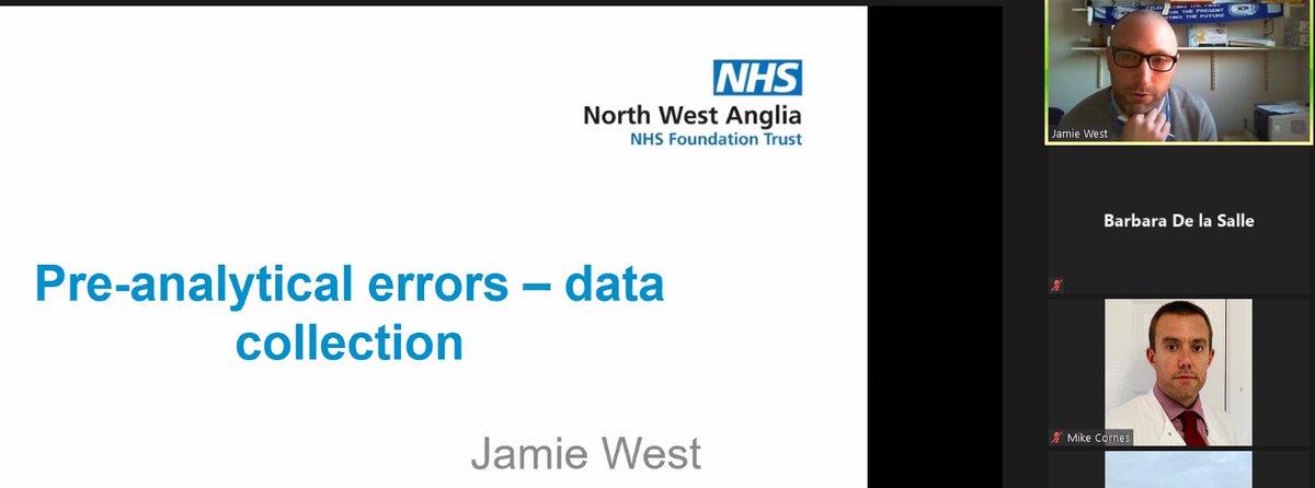 UKNEQAS's tweet photo. And now we welcome Jamie West, Biochemistry Manager at North West Anglia Hospitals NHS Foundation Trust, is discussing Pre-Analytical Errors and Data Collection. #UKNEQASWebinar2020 #Webinar #PreAnalytics https://t.co/iV6JWScBjF