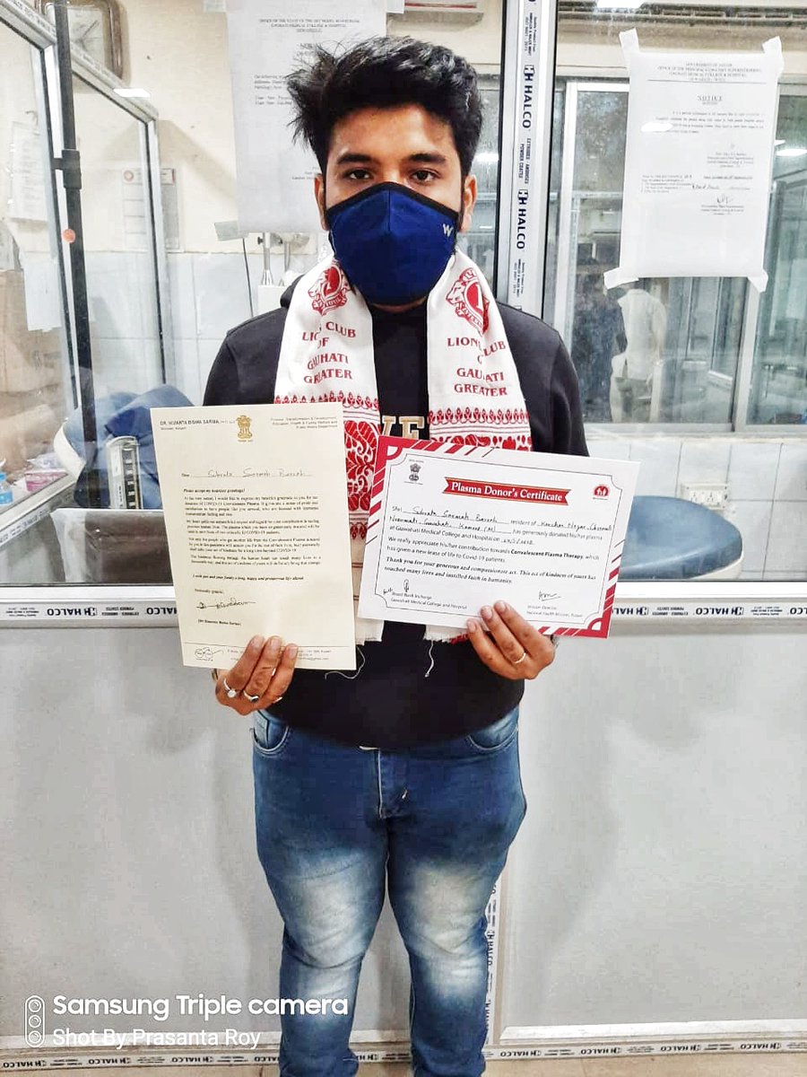 subratasbaruah's tweet photo. I decided to donate #plasma because I tested positive for coronavirus and my antibodies could be used to help people and hopefully save lives.
I urge everybody who have recovered from #COVID19 to come forward and donate plasma voluntarily at these needing times.
#PlasmaWarrior https://t.co/dfecfods9q