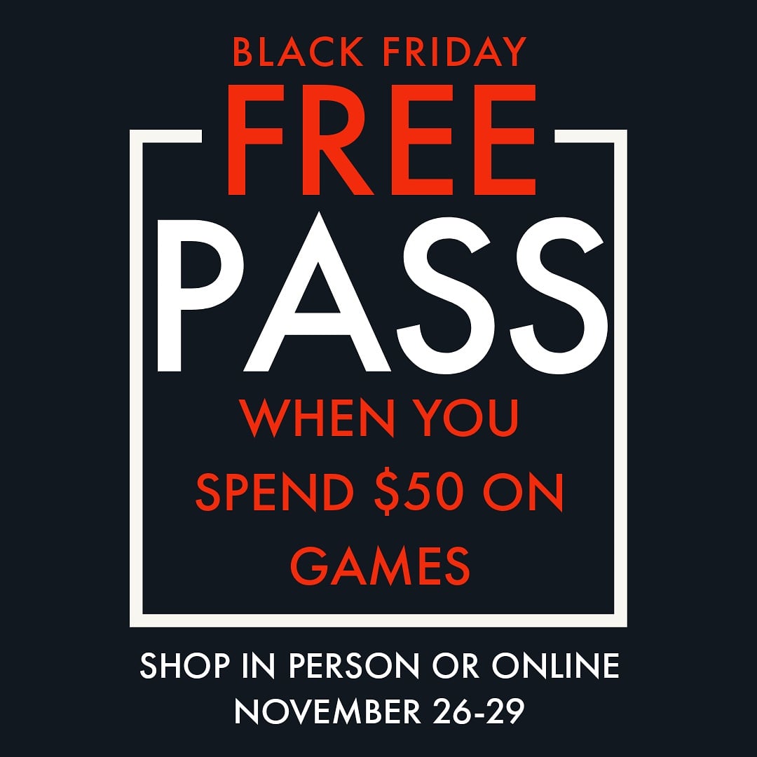 Our Black Friday Sale starts now! Visit us in store 1-9 or browse on-line 24/7. Whether you're shopping digitally or in person, for every $50 spent on games, we'll give you a Free Stay and Play Pass. Shop on-line at boardwalkptbo.ca #ptbo #boardgames
