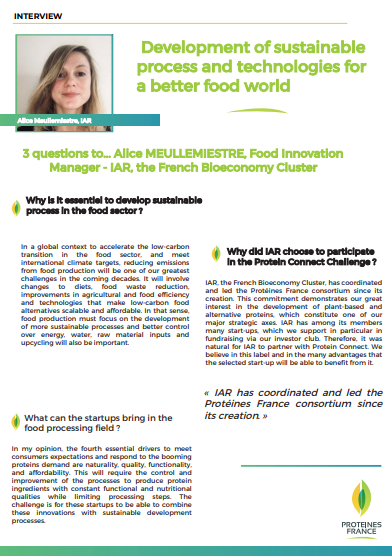 #startups: how can you act for a better #food world?
👉 Lets's read this interview of Alice Meullemiestre from @IARcluster, partner of #ProteinConnect!
<a href="/LeVillagebyCA/">Le Village by CA</a>  <a href="/terresunivia/">Terres Univia</a> <a href="/VitagoraGNS/">Vitagora</a> <a href="/businessfrance/">Business France</a> <a href="/AgroParisTech/">AgroParisTech</a> <a href="/toasterlab/">ToasterLAB</a> <a href="/Bpifrance/">Bpifrance</a> 
#proteins #plantbasedfoods
