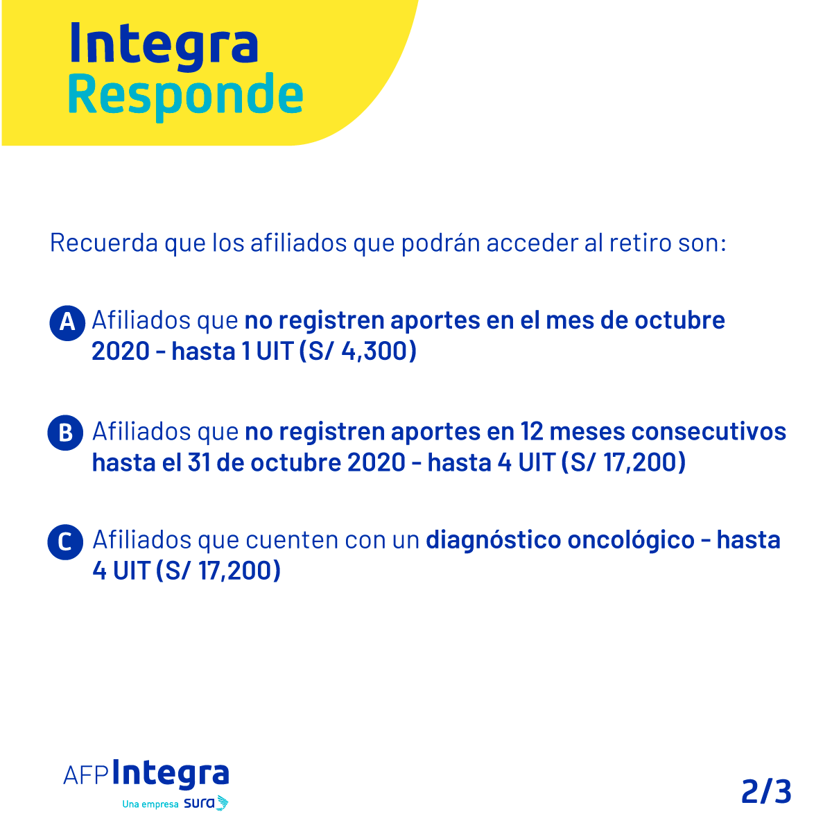 AFP_Integra's tweet photo. #IntegraResponde: Resolvemos tus dudas sobre la Ley que permite el retiro voluntario de hasta 4 UIT (S/ 17,200) de los Fondos de Pensiones. En caso vivas en el extranjero podrás realizar tu trámite de manera 100% digital. Encuentra más información en: https://t.co/JYgwKvUZtJ https://t.co/nlp4IYnO4w