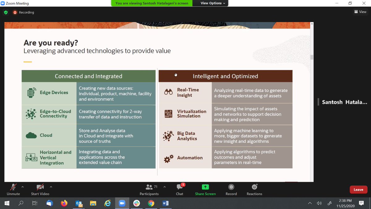 kamal_peter's tweet photo. #CloudTechnology,top #cloudpredictions, #Industry 4.0 vision, Cloud skill set & learning resources, with stories on how cloud is transforming businesses, presented by Santosh #Oraclevolunteer. Students encouraged to train on providing business solutions & not just IT solutions . https://t.co/dmcfRXGPSm