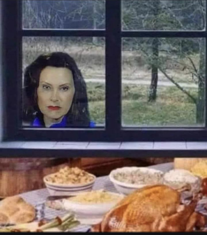 ClayTravis's tweet photo. Happy Thanksgiving to Michigan too. I can’t get enough of this meme. https://t.co/5fdWrjhbox