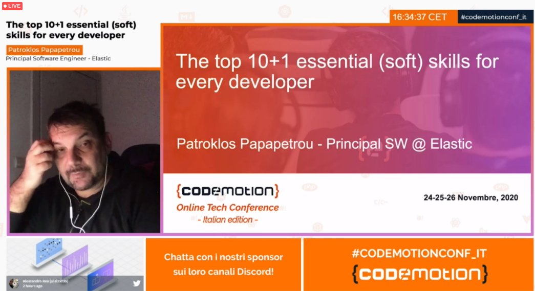 CodemotionIT's tweet photo. Non perdetevi adesso in track 3 @softwaregarden! Ci parlerà delle #softskills essenziali per tutti i #Developer!
#CODEMOTIONCONF_IT #ITCareer
https://t.co/GRCXAOhzDG https://t.co/eZgget6IFN