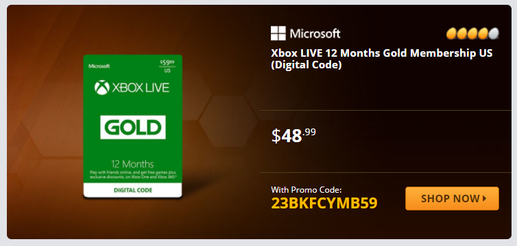 Wario64's tweet photo. $60 Xbox Gift Card Code is $53.88 at Newegg w/ code 23BKFCYMB62 https://t.co/4nYir5EoHf

Xbox LIVE 12 Months Gold Membership Code $48.99 w/ code 23BKFCYMB59 https://t.co/ylz31PBU90 https://t.co/Itrzrzgq2e
