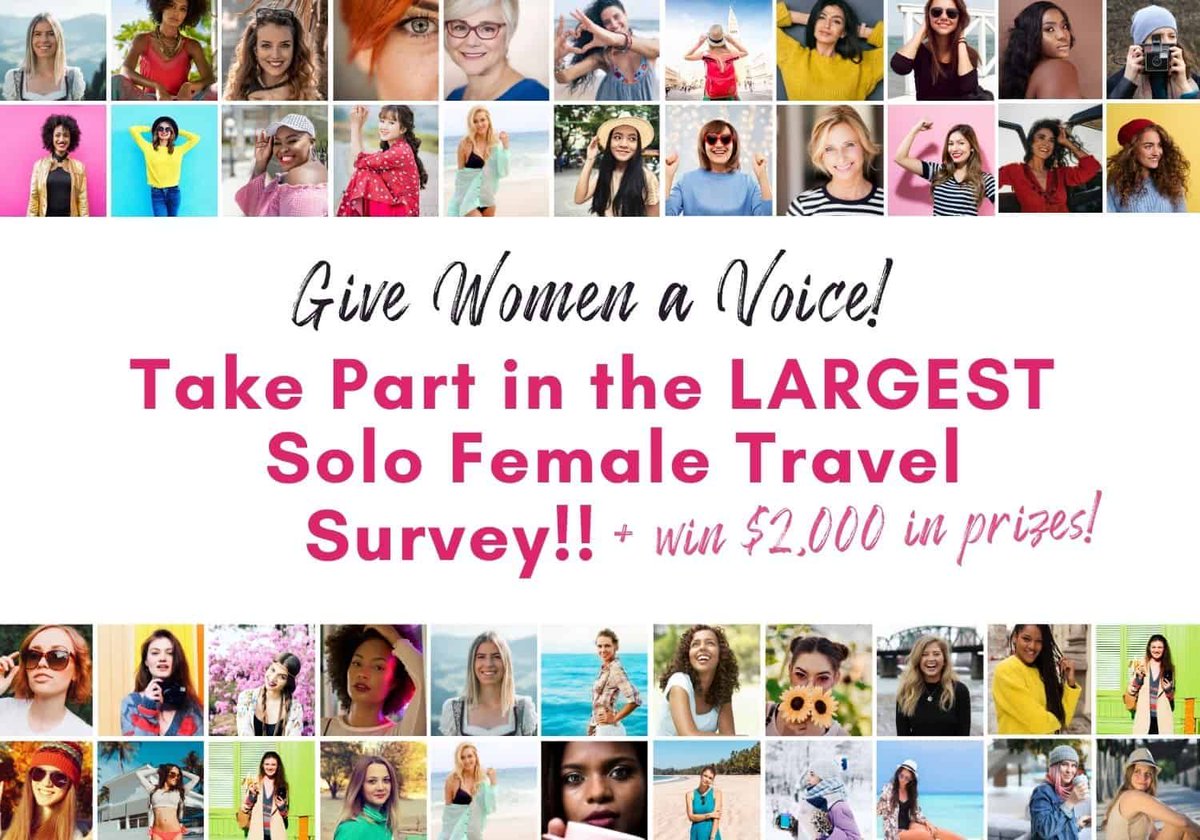 Largest SOLO female traveler survey seeking input - ladies, give your opinions and enter to win prizes too! bit.ly/SFTSurveyPage #SoloFemaleTravelersSurvey #entertowin #solotravel #womenwhotravel
