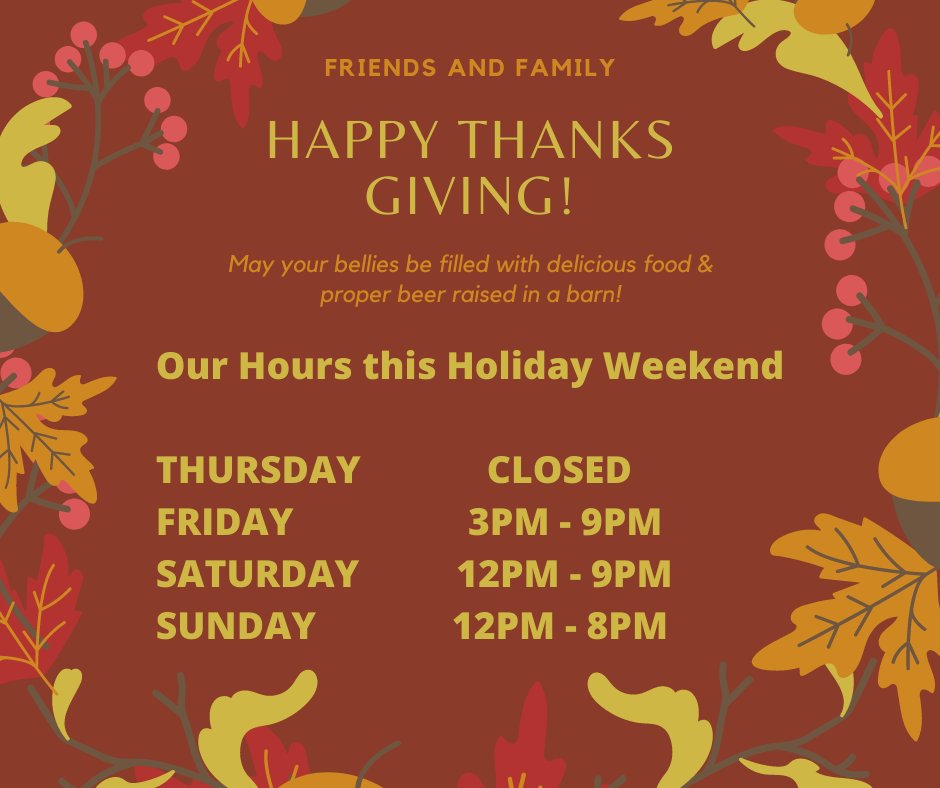 twinbarnsbrew's tweet photo. Happy Thanksgiving!
#nhbeertrail
#keepnhbrewing
#barnbeer https://t.co/8hwrEgvHyv