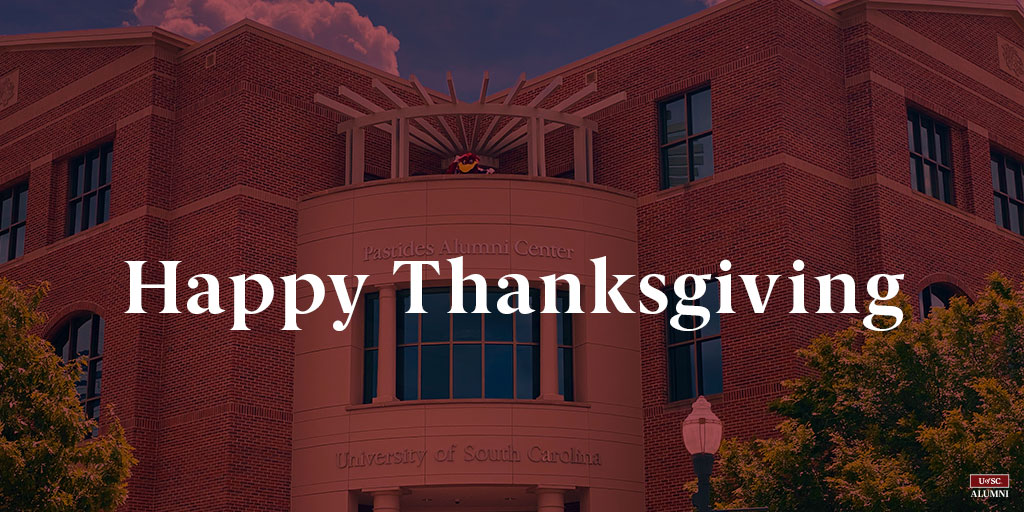 Pastides Alumni Center (@uofscalumcenter) on Twitter photo Today we are especially thankful for our customers and the ability to provide a safe, clean space for your events. We wish you all a happy Thanksgiving! Today we are especially thankful for our customers and the ability to provide a safe, clean space for your events. We wish you all a happy Thanksgiving!
