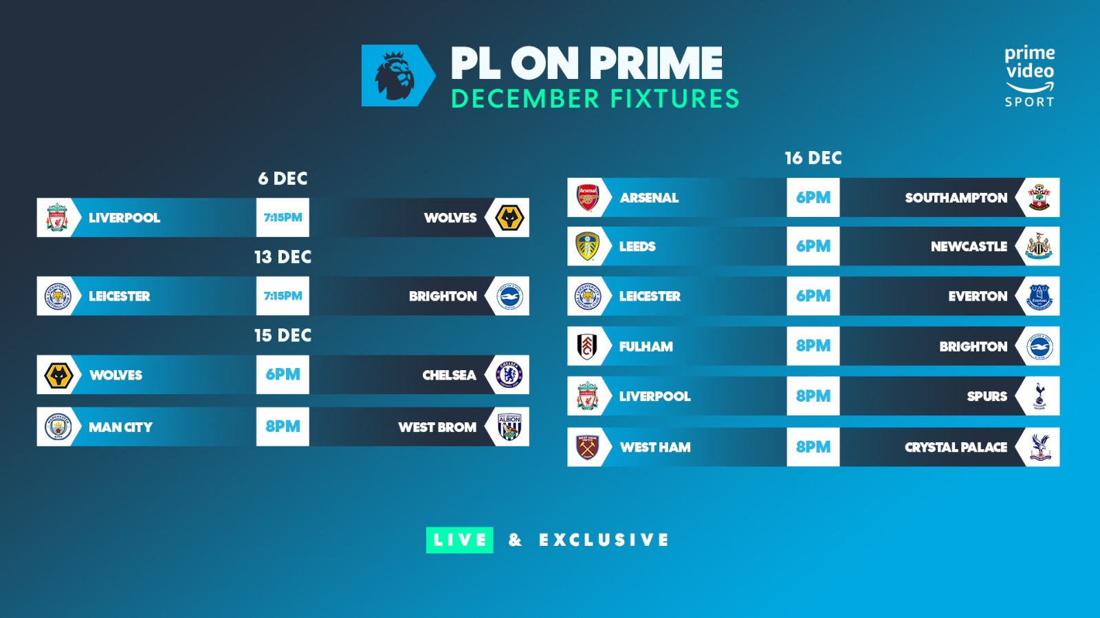 amazon prime football fixtures