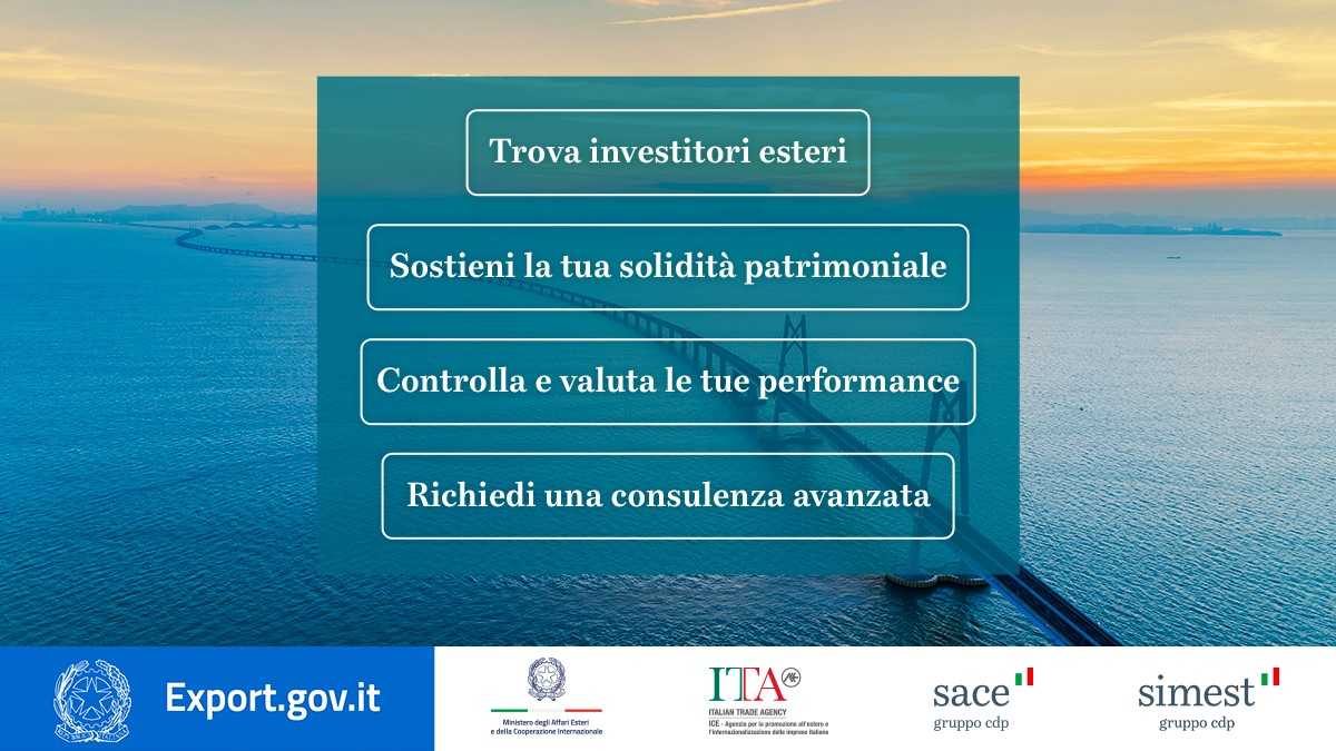 ItalyinAustria's tweet photo. 🌐 Scopri tutti gli strumenti offerti da @ItalyMFA, da @SACEgroup, @SIMEST_IT e @ITAtradeagency per vincere la sfida dell’#export ⤵️ #PattoExport #Italiacheriparte #ExportGovIT
https://t.co/hB3twAoZbK https://t.co/o23Nw5oMXc