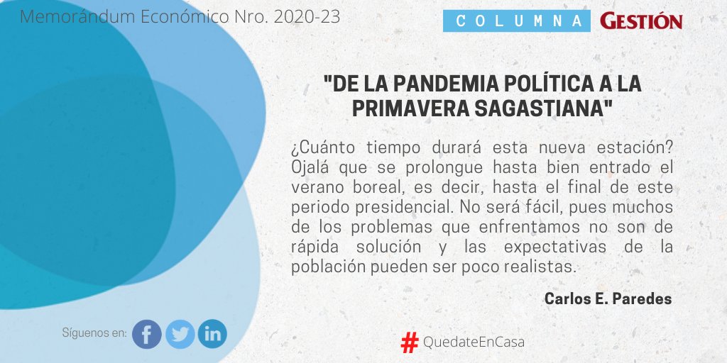 Intelfin_'s tweet photo. Hoy en @Gestionpe, @guayo_paredes reflexiona acerca del contexto en el que nació el gobierno de Sagasti y lo que podemos esperar de él en los próximos meses. Los invitamos a leerla en el siguiente enlace: 📌https://t.co/uaVX2tdz7u https://t.co/Mt6Lh9k4xh