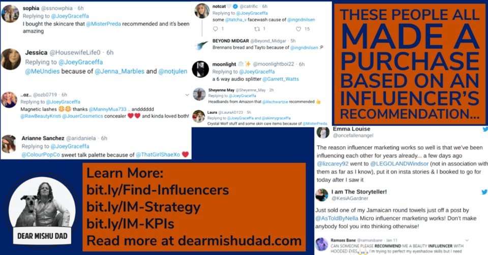 DearMishuDad's tweet photo. Influencers clearly do affect purchase decisions. See attached.
#DearMishuDad #socialmediamarketing #onlinebusiness #InstagramTips #InstagramInfluencer #instagrammarketing #influencerContract #socialmediacontent #collaborate #workfromhome #bloggingttips #entrepreneur https://t.co/dzE8FVT1Ce