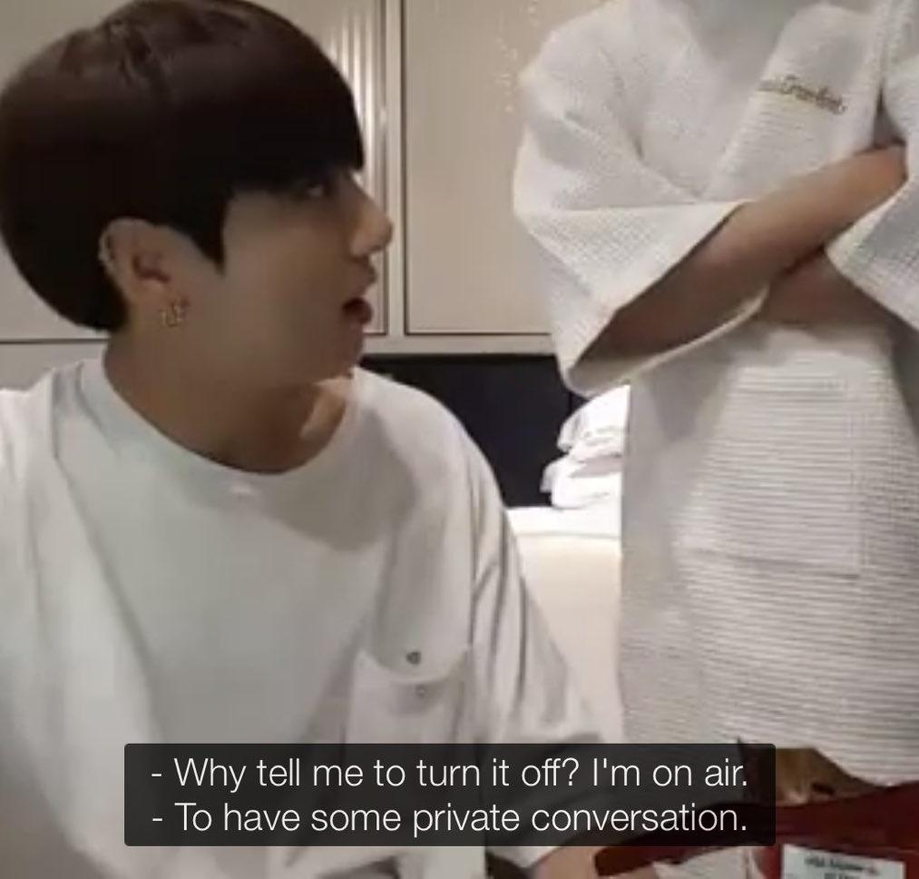 When jungkook said he will stay in vlive longer but taehyung asked him to have "private conversation" with him....jungkook deadass ditched us on the spot 