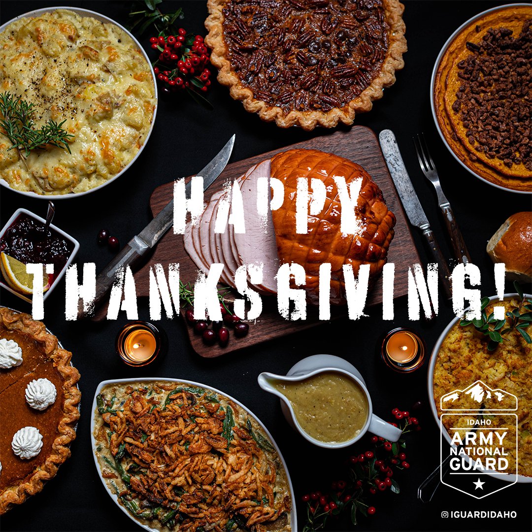 IDArmyNationalG's tweet photo. We are #thankful for our soldiers; past, present, and future! We are also #thankful for the sweet #20kbonus and #money for the #collage or #tradeschool of your choice!
Happy Thanksgiving!
#turkey #taters #family #friends #givethanks #livehere #workhere #servehere #idahome https://t.co/KwmmOJoNJ0