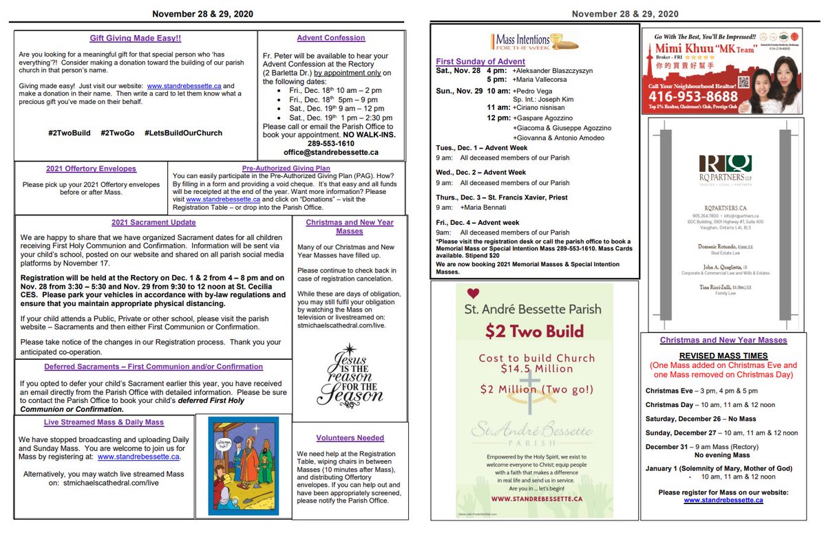 StAndreParish's tweet image. Keeping you informed. @StCecilia_ycdsb @sra_ycdsb @WigstonJennifer @RoseTrustee @4mycommunity @marilyniafrate @WomenofthewordT #firstweekofadvent @archtoronto