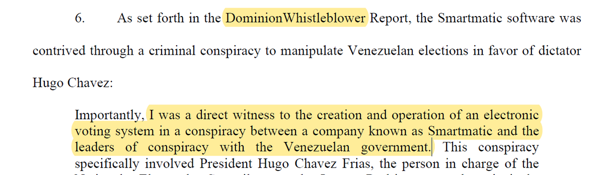 OK, so now we're quoting from the "DominionWhistleblower Report." Which indicates that the person who drafted the report was a "direct witness."I'll be right back - I've got to go look at Exhibit 1 and see who this is, because if there's a deposition it's gonna be lit.