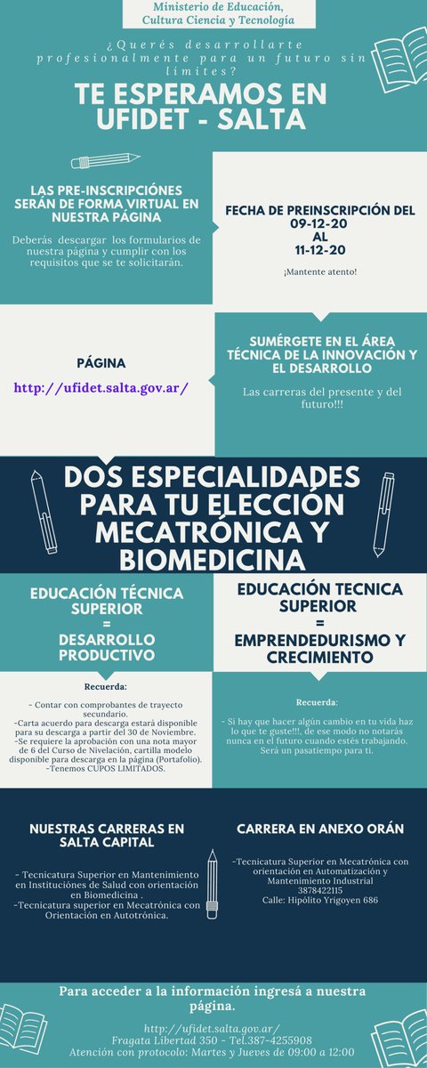 UFIDET's tweet photo. OFERTA ACADEMICA UFIDeT- SALTA 2021 PARA MAS INFO INGRESAR A https://t.co/D6DUOm8Qc5 https://t.co/TMUNOMXW8J