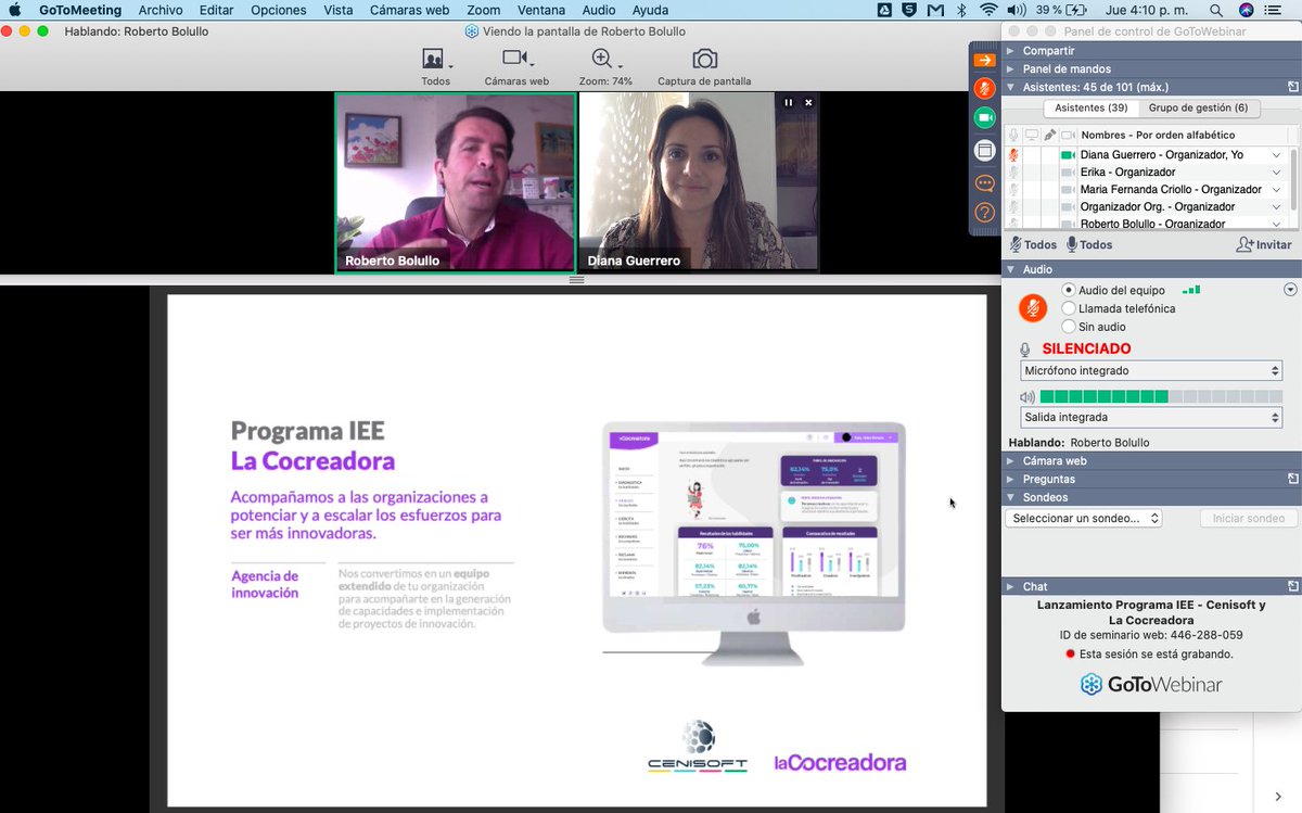 DianaMaGuerrero's tweet photo. En este momento estamos lanzando nuestro programa de Innovación Estratégica Empresarial! Una alianza entre @cenisoft y @Lacocreadora https://t.co/HFIUF6v5Ls