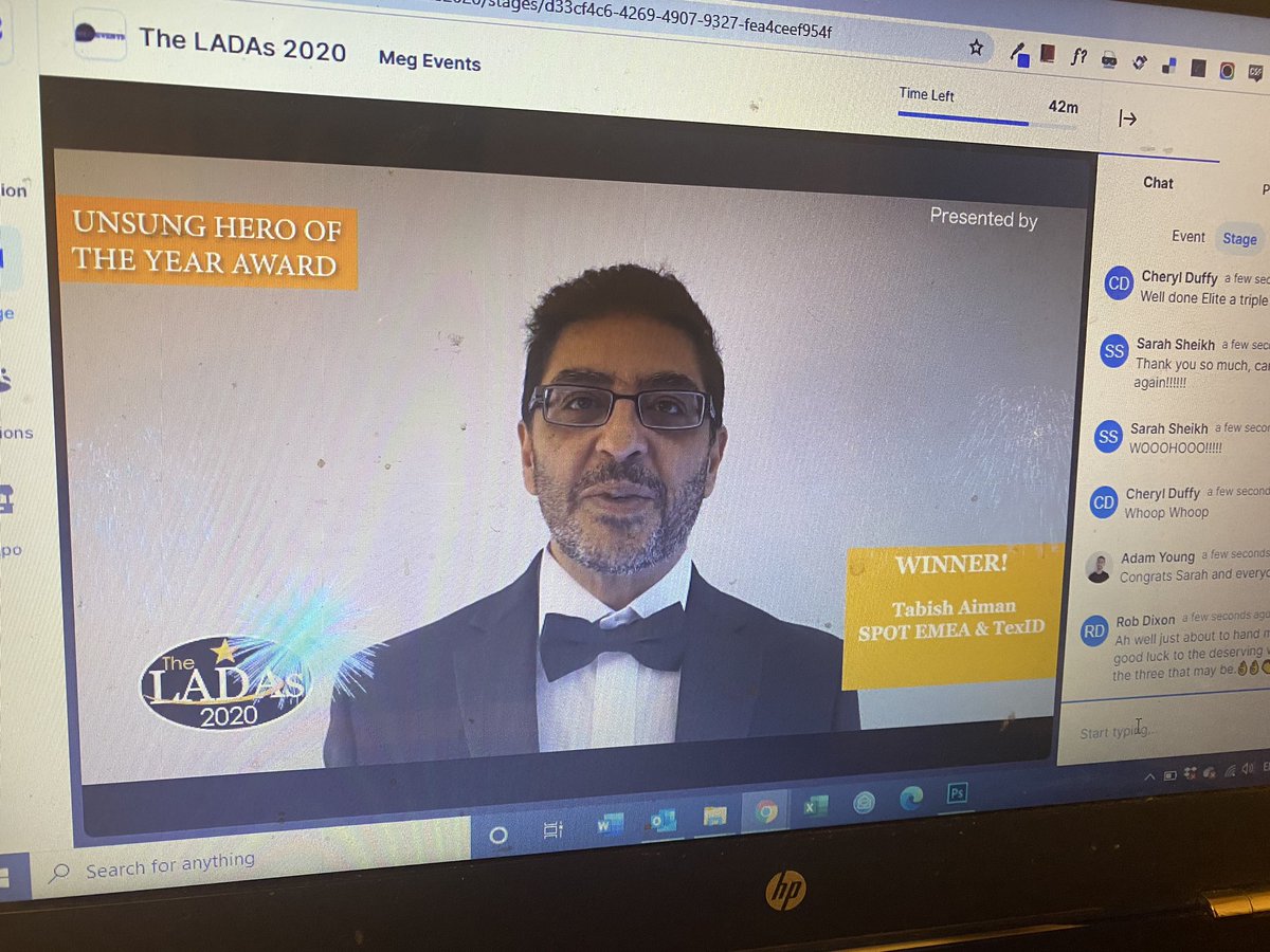 megevents's tweet photo. Well done Tabish Aiman for winning Unsung Hero at the Laundry and Drycleaning Awards #vLADAs2020 https://t.co/oc3iFBtQNt