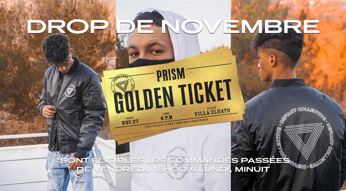 La petite surprise du drop ✨

Pour remercier ceux qui nous soutiennent depuis le départ, nous glisserons 3 𝙂𝙤𝙡𝙙𝙚𝙣 𝙏𝙞𝙘𝙠𝙚𝙩𝙨 dans trois des colis.

Chaque 𝙂𝙤𝙡𝙙𝙚𝙣 𝙏𝙞𝙘𝙠𝙚𝙩 est une invitation à venir passer une journée à la Villa Elgato avec Prism 🏠