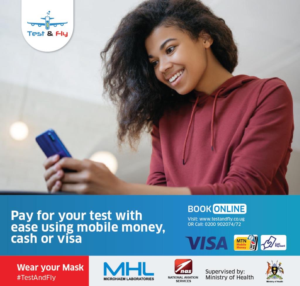 SirDavidKN's tweet image. You can pay for a covid 19 test through @testandfly using mobile money,cash or visa 🤗
Book online now. 
#TestAndFly
