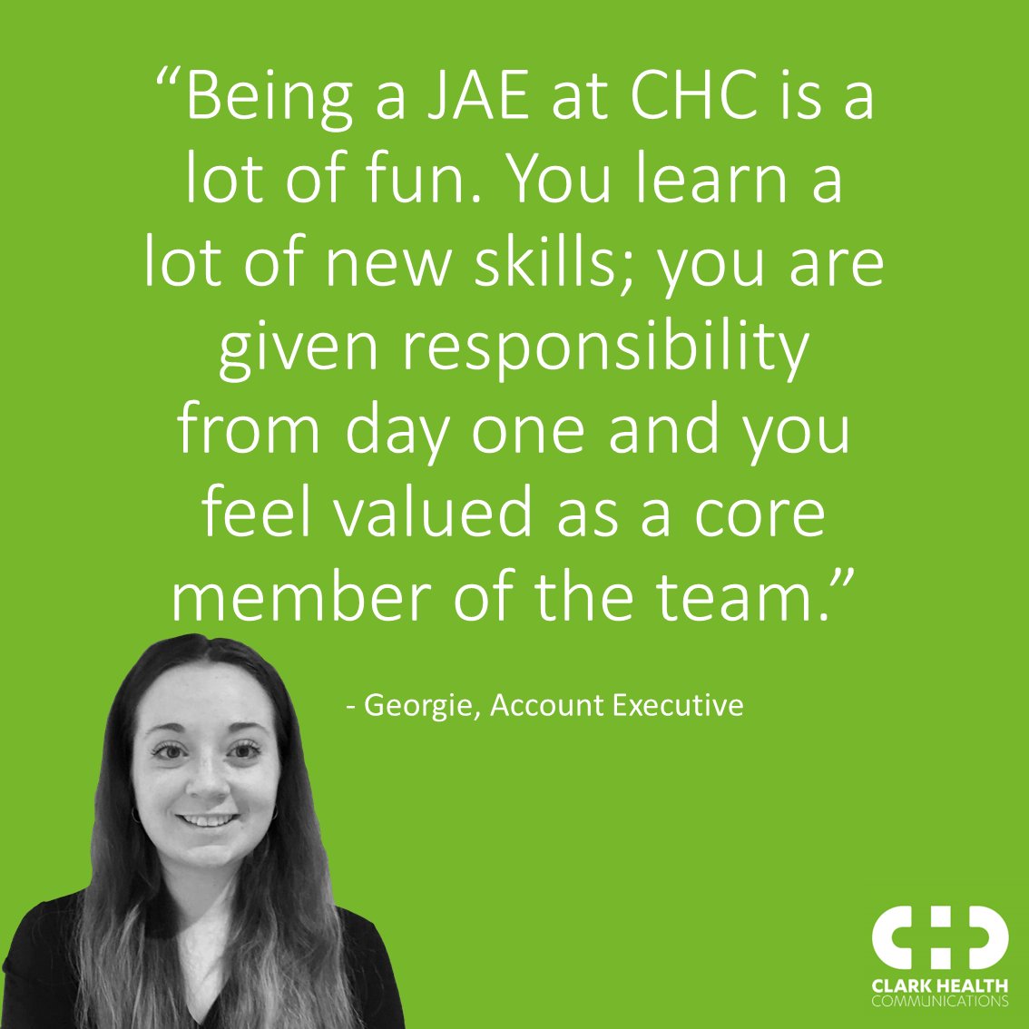 ClarkHealthComm's tweet photo. We are looking for a Junior Account Executive to join our team! We are amid an exciting period of growth and are looking for someone to jump in with both feet and get stuck in. 

See Georgie's and Emily's opinions on being a JAE at CHC below. 

Apply here: https://t.co/kMeVuYy6Z9 https://t.co/tDzEYmlNYU