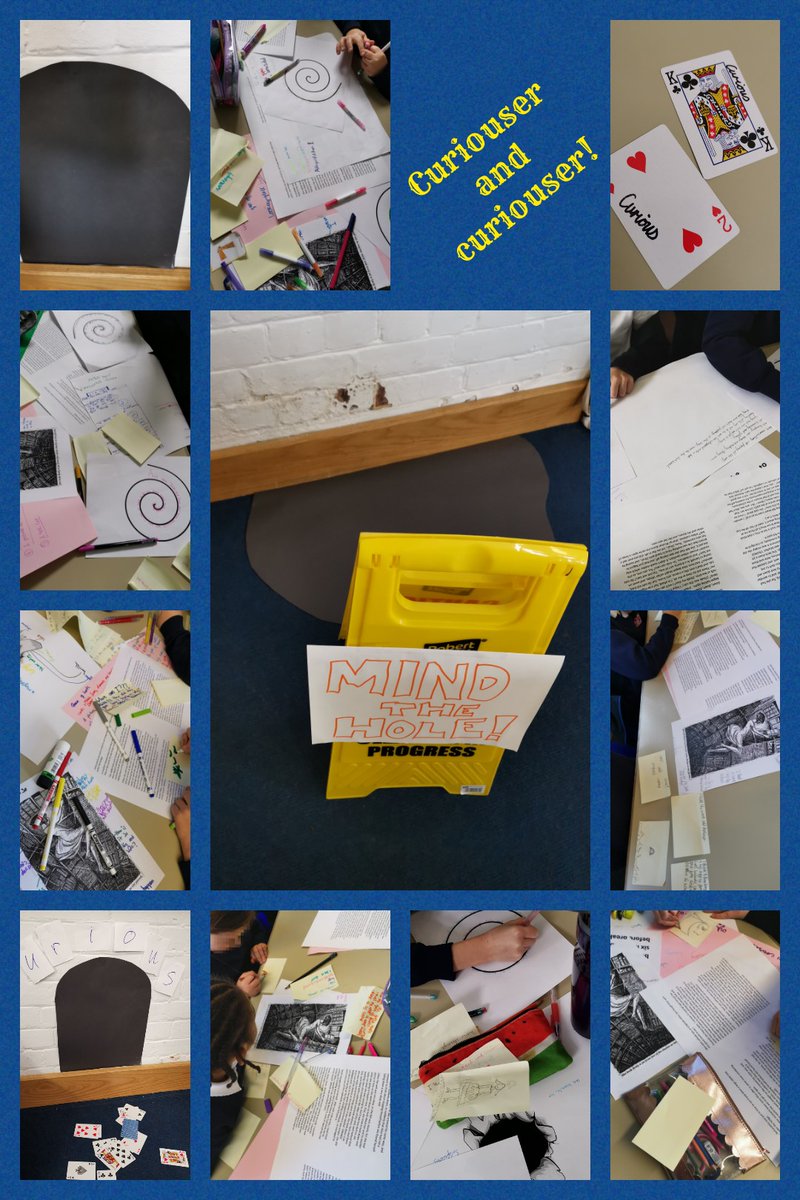 CKingsleys's tweet image. 'Curiouser and curiouser!' a hole and tunnel appeared in Gauguin's classroom today. The quest was on to try and find out what happened. There were clues of words, images and playing cards. A magical day was had by all. #enquiringminds