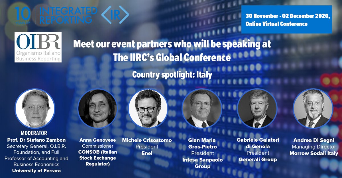 Glad to join the 2020 IIRC Conference as Knowledge Partner and feature a Spotlight on Italy! Join us on the 1st of Dec at 15.30 CET in listening to the latest developments and leading practices on integrated thinking, reporting and non-financial information in Italy! <a href="/theiirc/">Integrated Reporting</a>