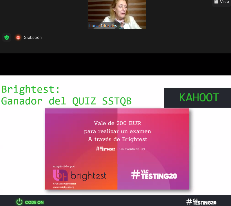 del1771's tweet image. Entrega de premio @BrightestOrg!!! #VLCtesting20 #CODEON #SSTQB @ITI_TIC
