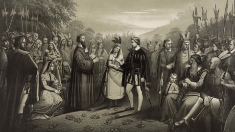 Fortunes began to improve with their arrival and subsequent relief fleets, but this also sparked a 4-year war with the Powhatan Indians. It ended with a peace treaty and the marriage of one of Hopkins’ fellow castaways to Pocahontas, the local chief’s daughter.