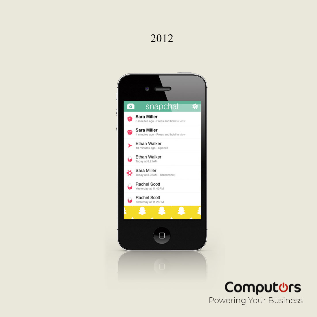 computors's tweet photo. This weeks #throwbackthursday is looking back at Snapchat, one of the most popular social media apps used by 'those youths'. It's user interface has gone through many changes in its almost 10 year history. Some loved , some despised.

#snapchat #socialmedia #filter #instagram https://t.co/sxmv3bsGJ2