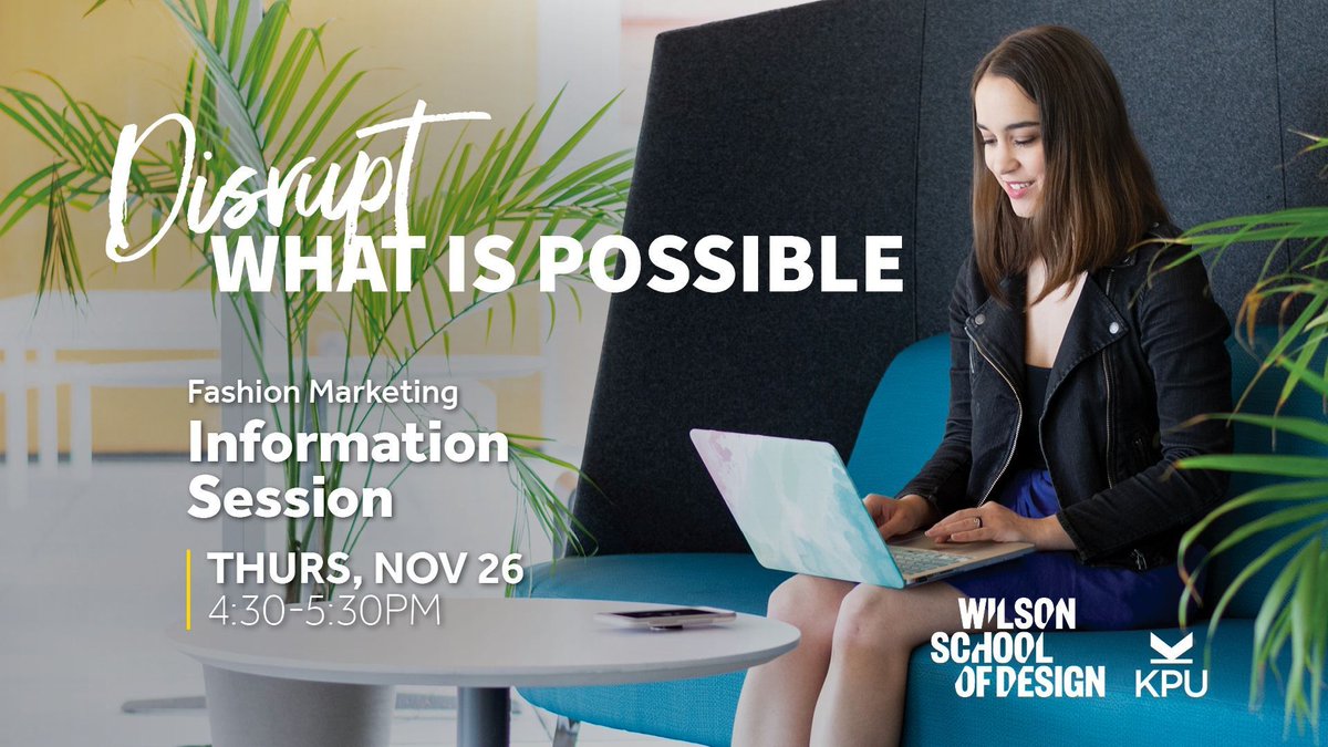 You have an eye for style and a head for business. We have a two-year Fashion Marketing diploma program that nurtures both. Register for TODAY's 4:30pm information session to learn more. kpu.ca/info-sessions/… 
<a href="/kwantlenu/">KwantlenU</a> <a href="/edplanbc/">EducationPlannerBC</a> @study_richmond <a href="/StudyinBC/">Study in BC</a>