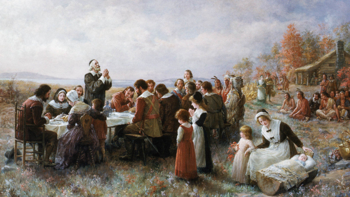 Warm feelings continued to grow and Plymouth prospered in 1621. That fall, Massasoit and 90 of his men visited Plymouth to celebrate their good fortune and friendship, bringing venison and joining in exercises of arms in a 3-day feast—the first Thanksgiving.