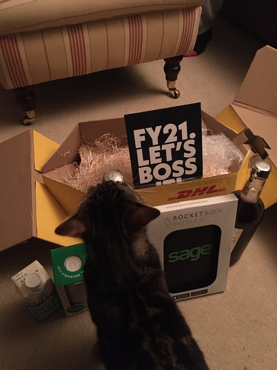 Thanks to <a href="/kwaller01/">Kirsty Waller</a> for organising a fab hamper full of goodies for our team celebrations! Leo is v happy with the box! And no he isn’t drinking the Prosecco there 😀😀😀 #lifeatsage <a href="/sageuk/">Sage UK</a> <a href="/nicki_claxton/">Nicki claxton</a>