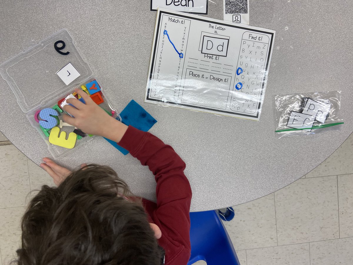 Practicing letters and their sounds at our table top activity today. <a href="/SettlersGreenPS/">Settler's Green PS</a> <a href="/MrsHickey3/">Kelly Hickey</a>