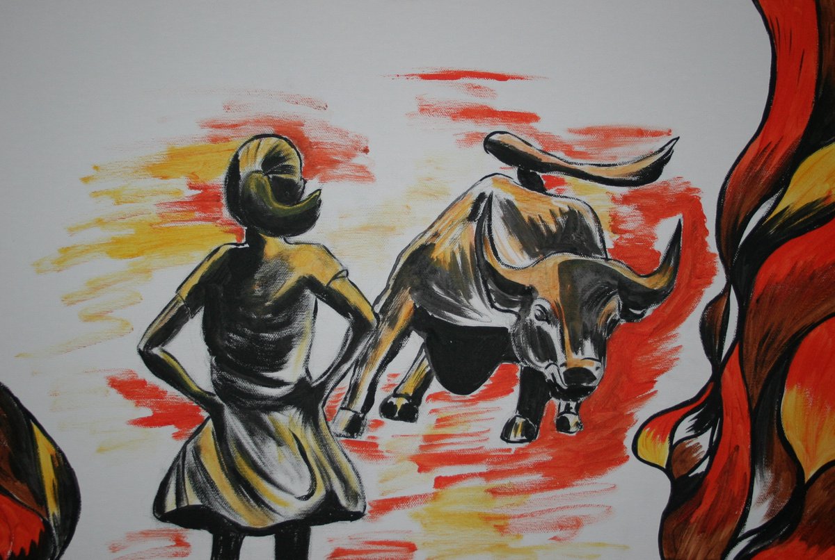 AlexsandraCher's tweet photo. Fearless girl and bull; acrylic on canvas; 2020; 40 x 60 centimeters; 15.748 x 23.622 inches
https://t.co/8wEcua9Vhl
#Fearlessgirl #Fearless #girl #bull #USA #NYC #artforsale #BullYear #bullwallstreet #chrismasgift #art #painting #acrylic #ArtistOfTheDay #modernart @saatchiart https://t.co/ahc4zhoLuv